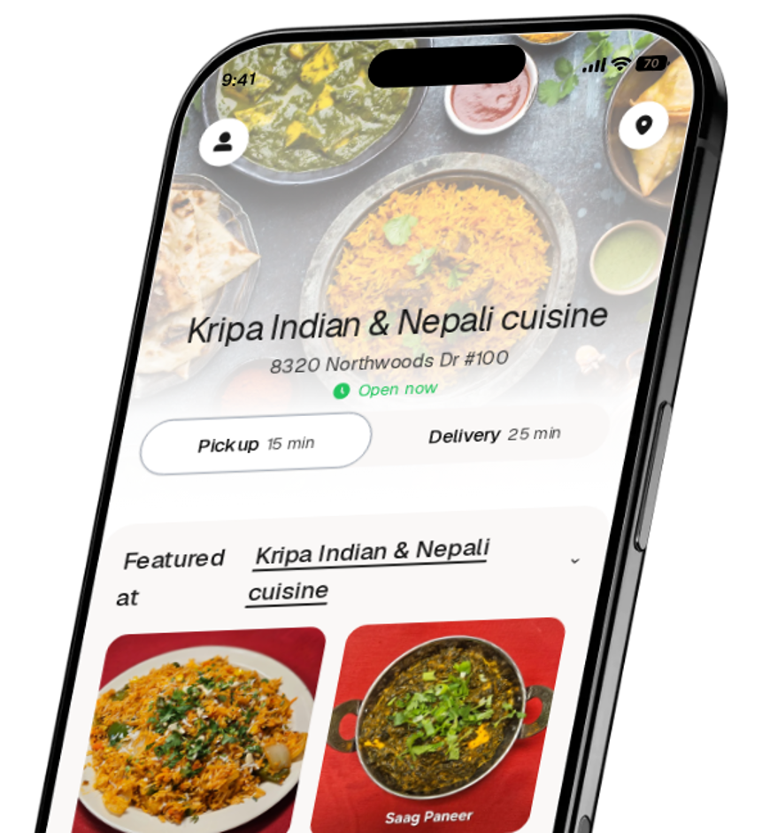Kripa Indian & Nepali cuisine app preview